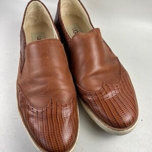 Ugg Australia Hadria Croco Brown Loafer Leather Flats size 10